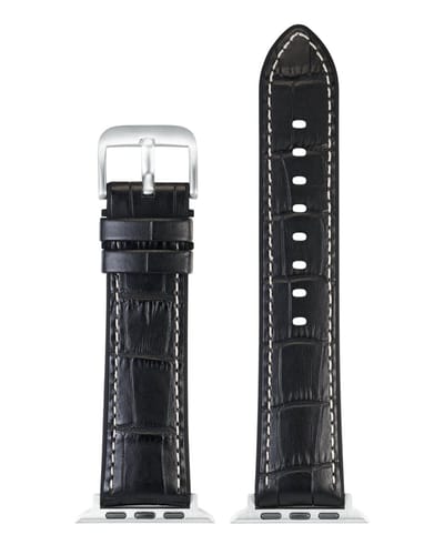 EULIT horlogeband geschikt voor Apple Watch 42/44/45/46 maat - Serie 1/2/3/4/5/6/7/8/9/10 + SE - eutec belize smart - 22 mm - zwart - edelmetaal gesp zwart - incl. adapter