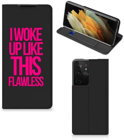 Samsung Galaxy S21 Ultra Hoesje met tekst Woke Up - Origineel Cadeau Zelf Maken