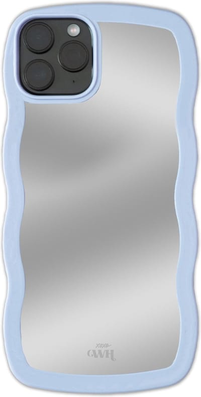 xoxo Wildhearts Wavy mirror case Blue telefoonhoesje - Geschikt voor iPhone 11 Pro Max - Golvend spiegelhoesje - Wolken hoesje - Schokbestendig - Cloud case - Silicone case met spiegel - Blauw