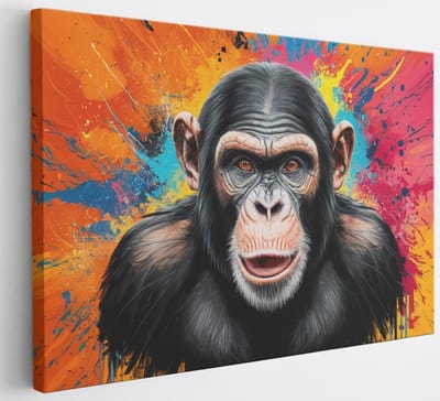 Saammp Canvas Schilderij - Aap - Abstract - Dier - 30x20 - Foto op canvas - Wanddecoratie - Muurdecoratie Woonkamer - Slaapkamer decoratie - Canvas Print