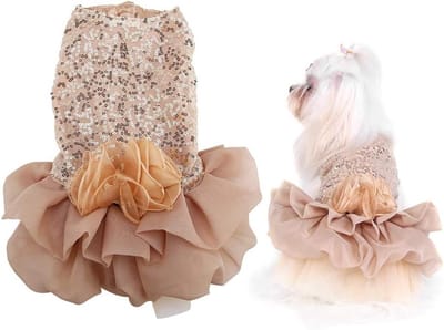 Schattige jurk voor honden en katten, sequined prinsessen rok, trouwkostuum voor kleine en middelgrote huisdieren, zomerkleding