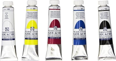 Set van 5 gouacheverf in 20 ml - Designerset voor schilderen op karton