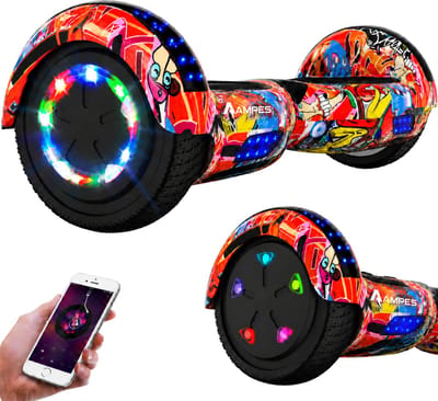Ampes Hoverboard - Bluetooth Speaker - 24V 4.0 Ah Accu - Oxboard - 12 km/h - UL2272 Gecertificeerd - LED Verlichting - Anti lek banden - Belastbaar tot 120KG - 6.5 Inch - Inclusief Draagtas - 700W - Graffiti