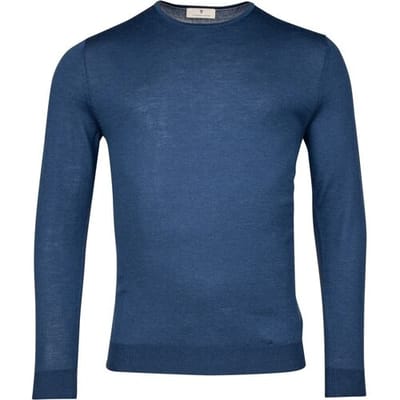 Thomas Maine Trui Fine Merino Single Knit Crew Neck Indigo / male