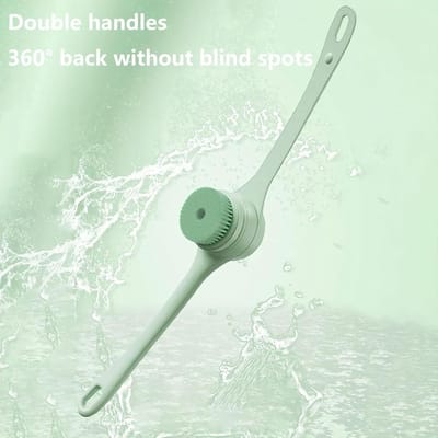 Badborstel met dubbele handgreep, elektrische doucheborstel voor lichaam, elektrische doucheborstel, lichaamsscrubber, exfoliërende massage, automatisch draaien, oplaadbaar, IPx7 waterdicht (groen)