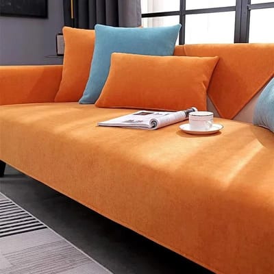 Housse de tapis de canapé en chenille universelle antidérapante en forme de L housse de canapé chaise longue coussin de canapé serviette salon maison couleur unie XXS 30x50cm 1pc