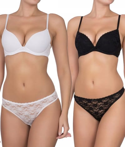 Dorina 2-Pack Push up / Plunge BH's - Sonia - Goedkope T-shirt kanten Bh's - 3/4 Cup - 90C