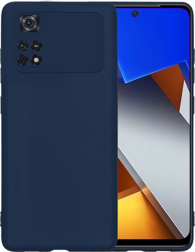 Hoesje - Geschikt voor Xiaomi Poco X4 Pro 5G - Sterk & Shockproof - Siliconen Case - Hoes Cover - Telefoonhoes - Donkerblauw