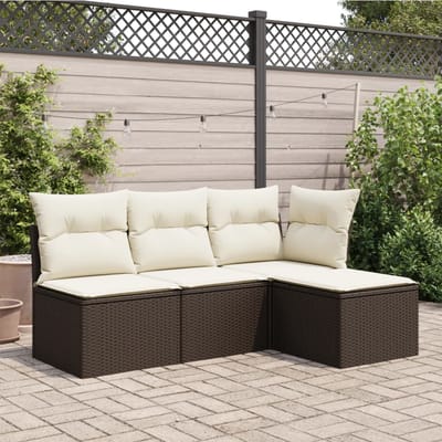 vidaXL - Tuinkruk - met - kussen - 55x55x37 - cm - poly - rattan - bruin
