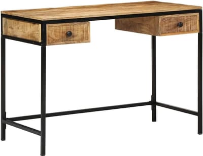 Bureau Massief Hout - Werktafel Bureau - Thuiswerken Kantoor - Met Lades - 105x50x75 cm - Bruin