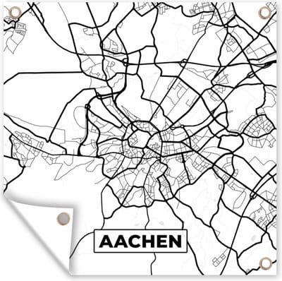 Tuin poster Plattegrond - Kaart - Aachen - Stadskaart - 200x200 cm - Tuindoek