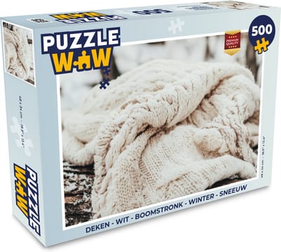 Puzzel Deken - Wit - Boomstronk - Winter - Sneeuw - Legpuzzel - Puzzel 500 stukjes - Kerstpuzzel - Kerstpuzzels - Kerst - Cadeau - Kerstcadeau voor mannen, vrouwen en kinderen