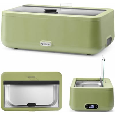 HENDI Stijlvolle chafing dish – groen – digitaal bedieningspaneel – gehard glazen deksel – 607x402x245 mm