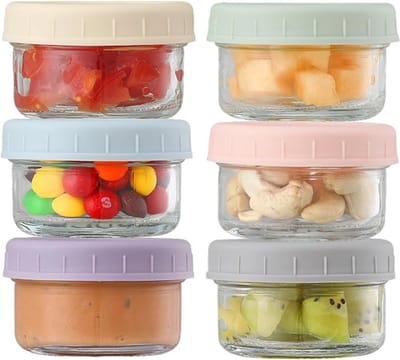 Verte Overnight Oats Potjes - Inmaakpotten - Potten voor Overnight Oats - Kleine Glazen Voedselbakjes - Herbruikbare Glazen Potten met Deksel - Jam Potten - Glazen Bakjes - Voor Snacks - Salades - Kruiden - 6 Stuks - 80 ml