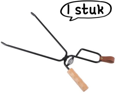 1 stuk - Haardtang - Aansteektang voor buitenbarbecue - Verlengde en verdikte anti-verbrandingsklemmen voor houtskool - Campingbarbecuegereedschap, picknickkachel, brandhoutklemmen - Zwart