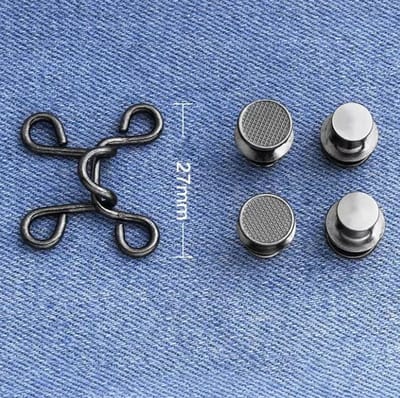 Broek Verkleiner Haak - Knoop - Broek Smaller Maken - Broek Kleiner Maken - Clips - Handig in gebruik - Brons/Zwart