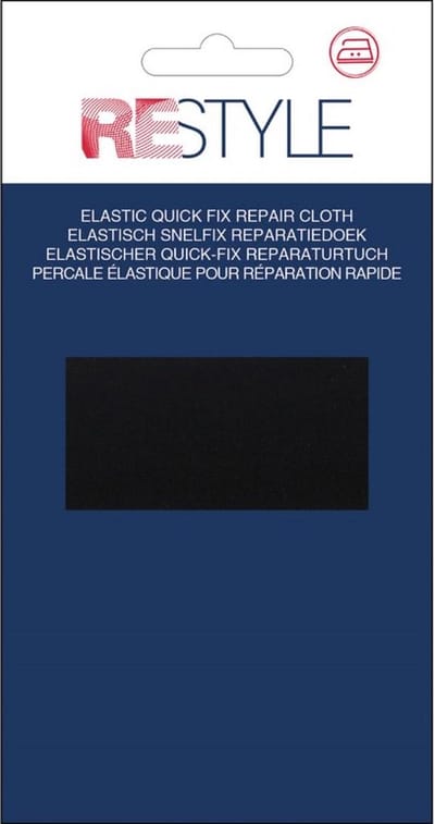 ReStyle ELASTISCH Snelfix opstrijkbaar reparatiedoek - zwart 12 cm x 45 cm