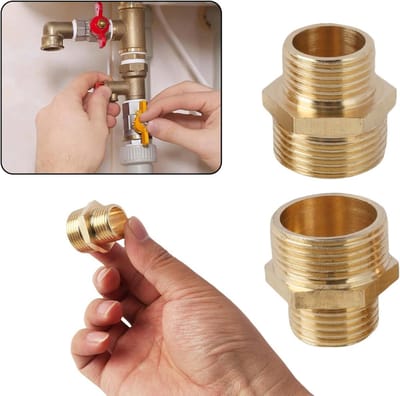 SnelShoppen - Set van 2 Messing Reducers 3/4 inch naar 1/2 inch, Adapter 1/2 inch naar 3/4 inch, Tuinslang Aansluiting, Hoge Kwaliteit voor Sanitair I