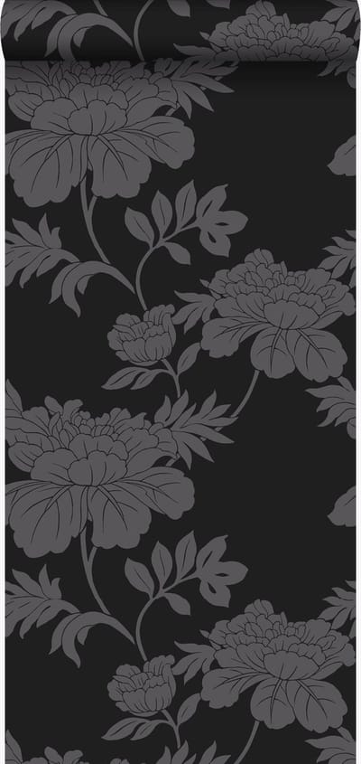 Origin Wallcoverings behang bloemen zwart - 53 cm x 10.05 m - 345927