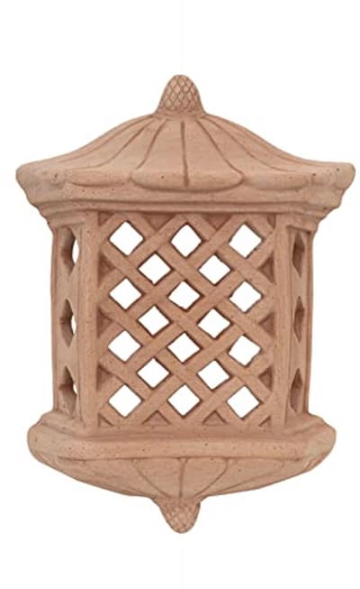 Terracotta Lantaarn voor Buiten | Handgemaakte Tuinverlichting | Vorstbestendig | 35 x 25 x 10 cm