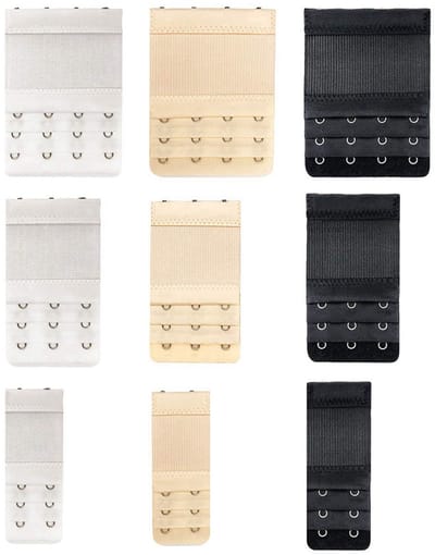 9 Stuks - BH verengstukken - BH verlengstuk - Polyester - BH Verlenger - Geschikt voor iedere BH - BH accessoires - BH verlengstukje - Elastisch - Universeel - Te strakke BH - Zwart, beige, wit