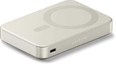 Satechi OntheGo Magnetische Qi2 Powerbank (10.000mAh/20W) – 15W Snelladen – Ondersteunt Draadloos Opladen – Tegelijkertijd Twee Apparaten Opladen - Beige
