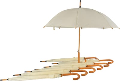 Paraplu 8 stuks - Opvouwbare Paraplu met Houten Handvat - Set van 8 - White Vanille - Kamperen & Outdoor | Automatisch & Windproof | 98cm Diameter