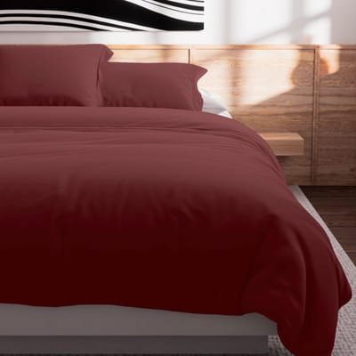 SnelShoppen - Katoenen Dekbedovertrek Brickkleur 240x220 cm - 57 Draadcount - Effen Kleur - Machinewasbaar tot 60°C - Luxe Slaapcomfort