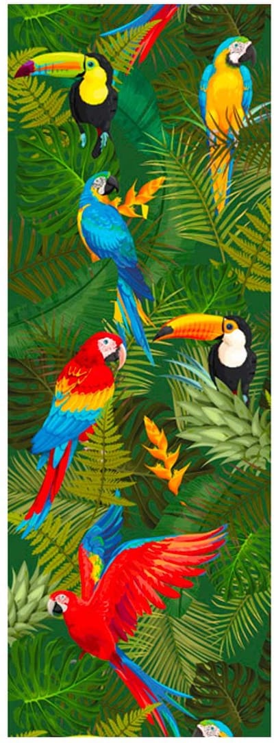 CHAKS - Tafelloper van non-woven stof, tropische vogels, 30 cm x 5 m, toekans en papegaaien