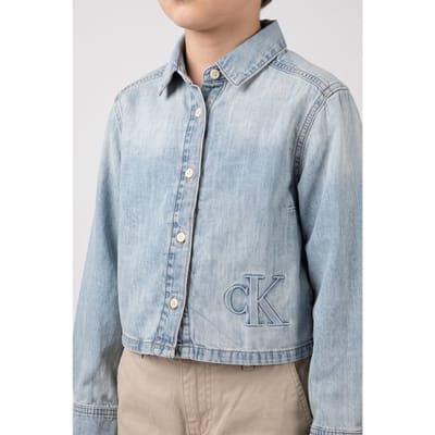Calvin Klein Girls Cropped Denim Long Sleeve Jacket Andrew Wash Taglia: 6 | Giacche Outlet | kids | Blu