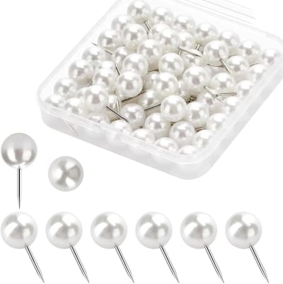 Decoratieve Punaises - Kaartspelden Duimspijkers - Kantoor Decoratie - Parelwitte Afwerking - 100 Stuks - Wit
