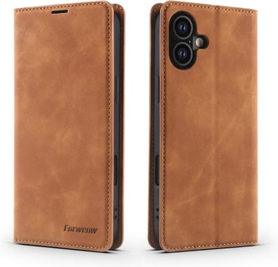 Telefoonhoesje geschikt voor Apple iPhone 16 Plus | Hoogwaardig Leren Bookcase | Portemonnee | Bruin