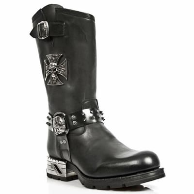 New Rock heren zwart lederen gotische cowboylaarzen - MR030-S1