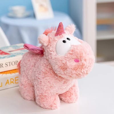 Schattig Roze Eenhoorn Pluche Speelgoed Kawaii Knuffeldier Met Glitters Vleugels Zacht Pluizig Grote Ogen Eenhoorn Pluche Meisjes Verjaardagscadeau 18cm
