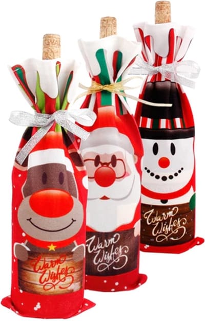 Gadgetpoint - Flessenhouder - Fleszak - Kerst - Kerstman - Kerstboom - Kerstmis - Christmas - Xmas - Set van 3 - Rudolf Rendier/Kerstman Rood/Sneewpop