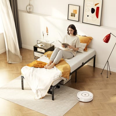 KUTAS Metalen Bed 90x200 cm - Minimalistisch Bedframe - Stevig - Stil - Anti Slip - Grote Opbergruimte - Schroefloze Montage - IJzeren Bed - Duurzaam - Roestvrij - Ideaal voor Kleine Woningen Kinderkamers en Logeerkamers