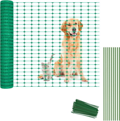 30 m² afsluithek Kunststof veiligheidsbarrières Kunststof waarschuwingsnet met kabelbinders & spijkers Veiligheidshekken voor vee Opgerolde hekwerkbescherming Veiligheidshek voor tuin, zwembad, ranch ( groen) NAIZY