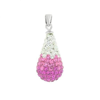 Blinx Jewels Zilveren Hanger Wit Lichtpaars Traan Druppel Steentjes Strass