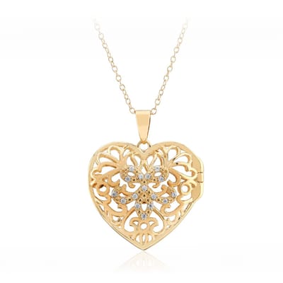 Cavill - 16 Tanzaniaanse Zirkonia Ketting 0,135 ct - Filigrane Hartjeshanger - 925 Sterling Zilver - 18K Goud Verguld - Elegant Sieraad Dames