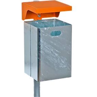 Afvalbak van thermisch verzinkt plaatstaal, zonder asbak, driehoekig slot, 40 liter, B 310 x D 360 x H 600 mm, zilver metallic