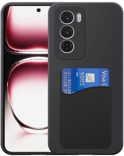 Geschikt voor Oppo Reno 12 Telefoonhoesje met Siliconen Pasjeshouder - Flexible Back Cover Case Siliconen TPU with Silicone Cardslot - Zwart - Smartphonica geschikt voor Oppo Reno 12