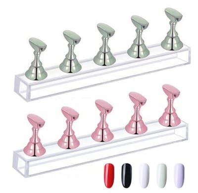 Set van 2 Magnetische Nagelstands voor Oefeningen, Acryl Nagelhouder, DIY Nagelkunst, Magnetische Oefenstand voor Nagels, Nageltips Training