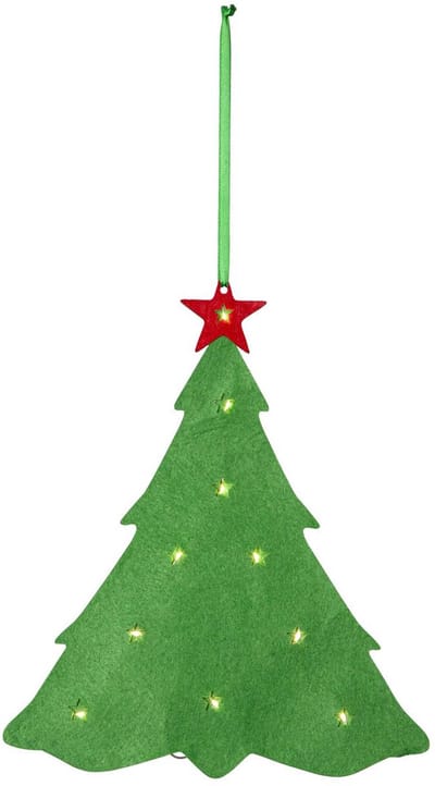 Star Trading kerstverlichting 'Merry' van vilt, kerstboom met 10 LED's, batterijen + timer, groen, H 30 cm