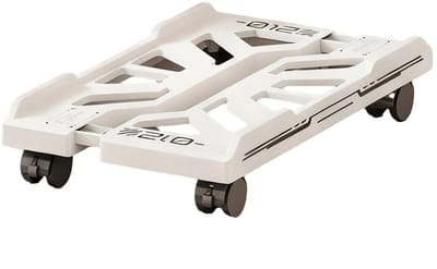 Dailygoods- CPU-standaard met vier wielen - mobiele CPU-standaard - computeraccessoires - kunststof - 43 x 22 x 4 cm - wit - Computerstandaard