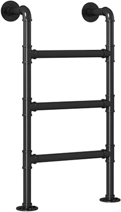 Kelderraam lade instapladder, zwarte zolder stapelbedladder van smeedijzer, wandgemonteerde trapladder, noodraam brandladder, aanpasbare maat (185 cm)