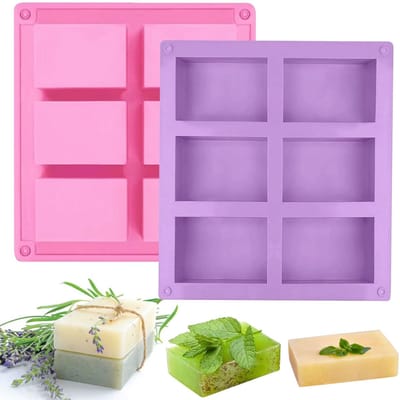 Dailygoods- Zeepvormen Siliconen - 2 Stuks Rechthoekige Zeepvormen - 6 Holtes - Bakvormen - Doe-het-zelf - 100% Voedselveilige Silicone - Bakvorm