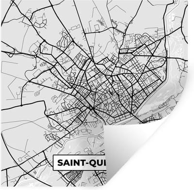 Muurstickers - Sticker Folie - Kaart - Frankrijk - Stadskaart - Plattegrond - Saint-Quentin - 100x100 cm - Plakfolie - Muurstickers Kinderkamer - Zelfklevend Behang XXL - Zelfklevend behangpapier - Stickerfolie