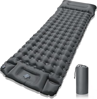 Opblaasbare Kampeermat met Voetpomp en Ingebouwd Kussen - 195x70cm, Waterdichte Luchtmatras voor Kamperen en Reizen