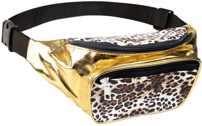 Partyxplosion Carnaval verkleed Heuptasje - panter print - goud - volwassenen - foute party