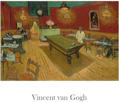 Allernieuwste.nl® Canvas Schilderij Vincent Van Gogh - Het Nachtcafé - Kunst aan je Muur - postimpressionisme, expressionisme - Kleur - 60 x 80 cm